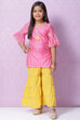 Pink Art Silk Straight Kurta Sharara Suit Set image number 6