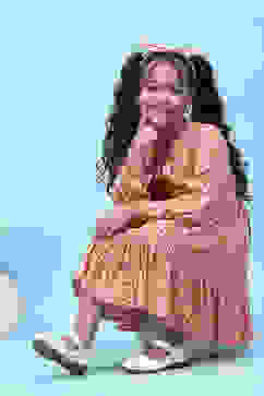 Coral Viscose Flared Printed Dress image number 0