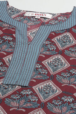 Wine Straight Art Silk Printed Sleepwear image number 1
