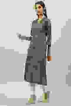 Olive Green Straight Printed Kurta image number 2