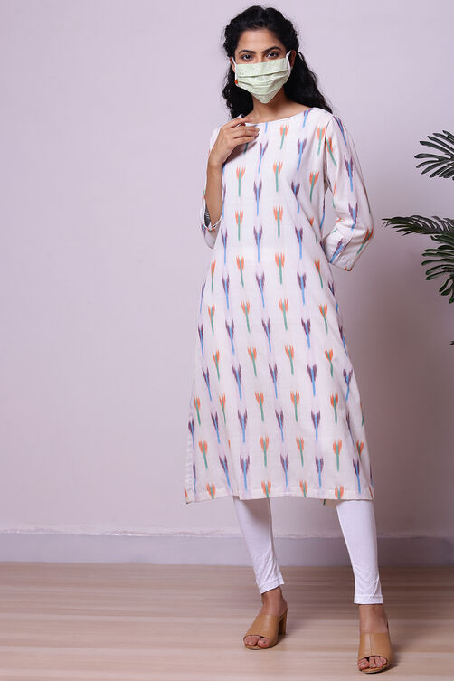 Off White Cotton Yarndyed Kurta image number 6