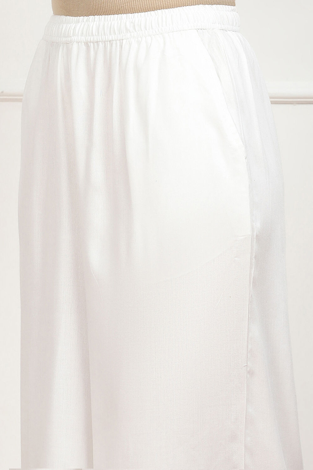 Navy Blue Viscose Solid Straight Palazzos image number 1