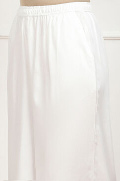 White Viscose Solid Straight Palazzo image number 1