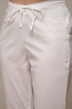 White Cotton Layered Kurta Pants Suit Set image number 7