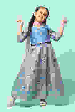 Blue Polyester Short Kurta Printed Suit Set image number 0