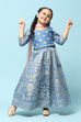 Blue Polyester Short Kurta Printed Suit Set image number 0