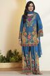 Blue Viscose Rayon Printed Straight Kurta Set image number 7