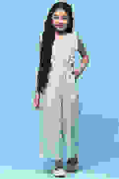 Blue Printed Cotton Jumpsuit With Lace Details image number 0