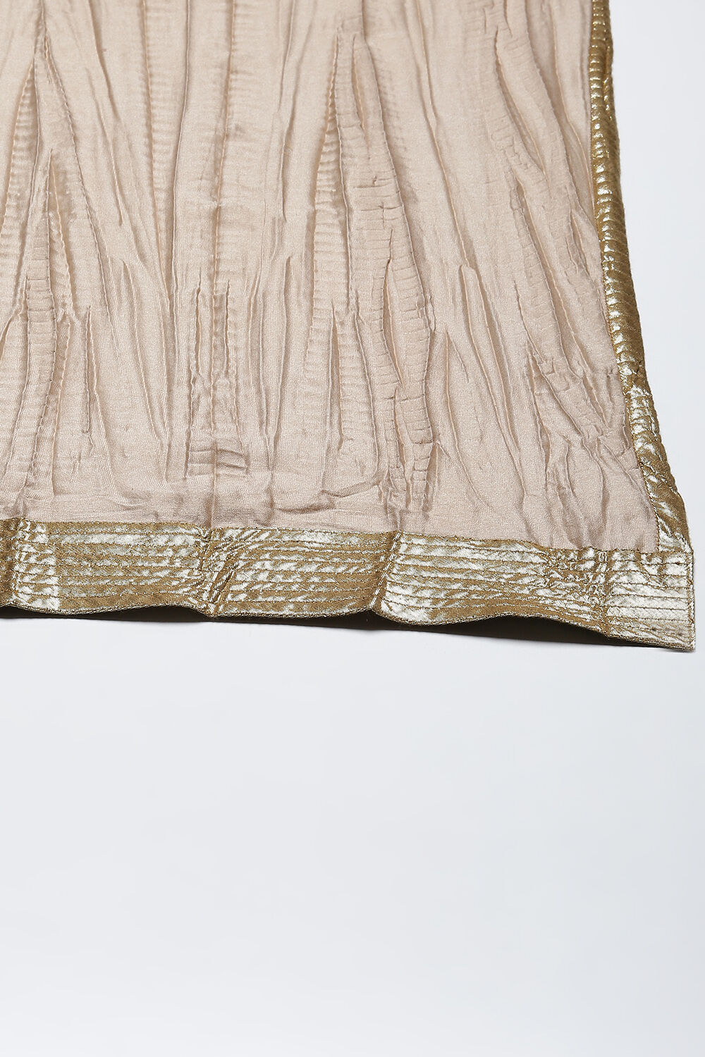 Beige Silk & Cotton Flared Kurta Suit Set image number 3