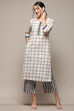 Natural & Blue Cotton Flax Straight Kurta Palazzo Suit Set image number 0