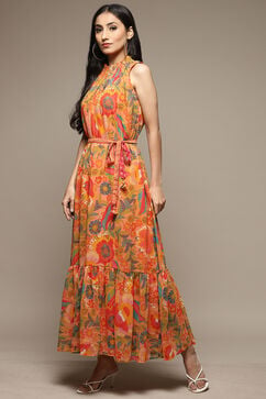 Multicolored Cotton Blend Tiered Dress image number 0