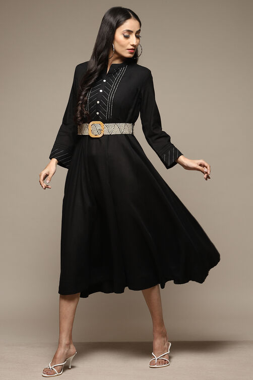 Black Rayon Straight Dress image number 0