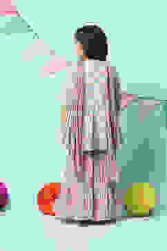 Light Blue Cotton Gathered Kurta Garara Suit Set image number 4