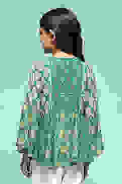 Green Rayon Short Kurta Printed Top image number 4