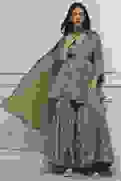 Green Art Silk Gathered Garara Set image number 0