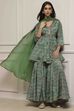 Green Art Silk Gathered Garara Set image number 0