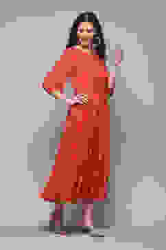 Red Polyester Tiered Dress image number 2