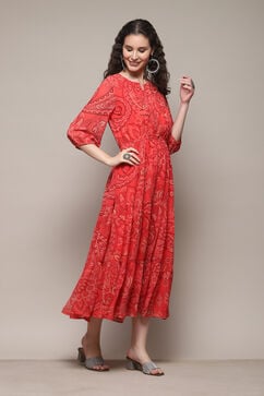 Red Polyester Tiered Dress image number 2
