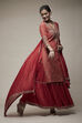Red Cotton Blend Garara Suit Set