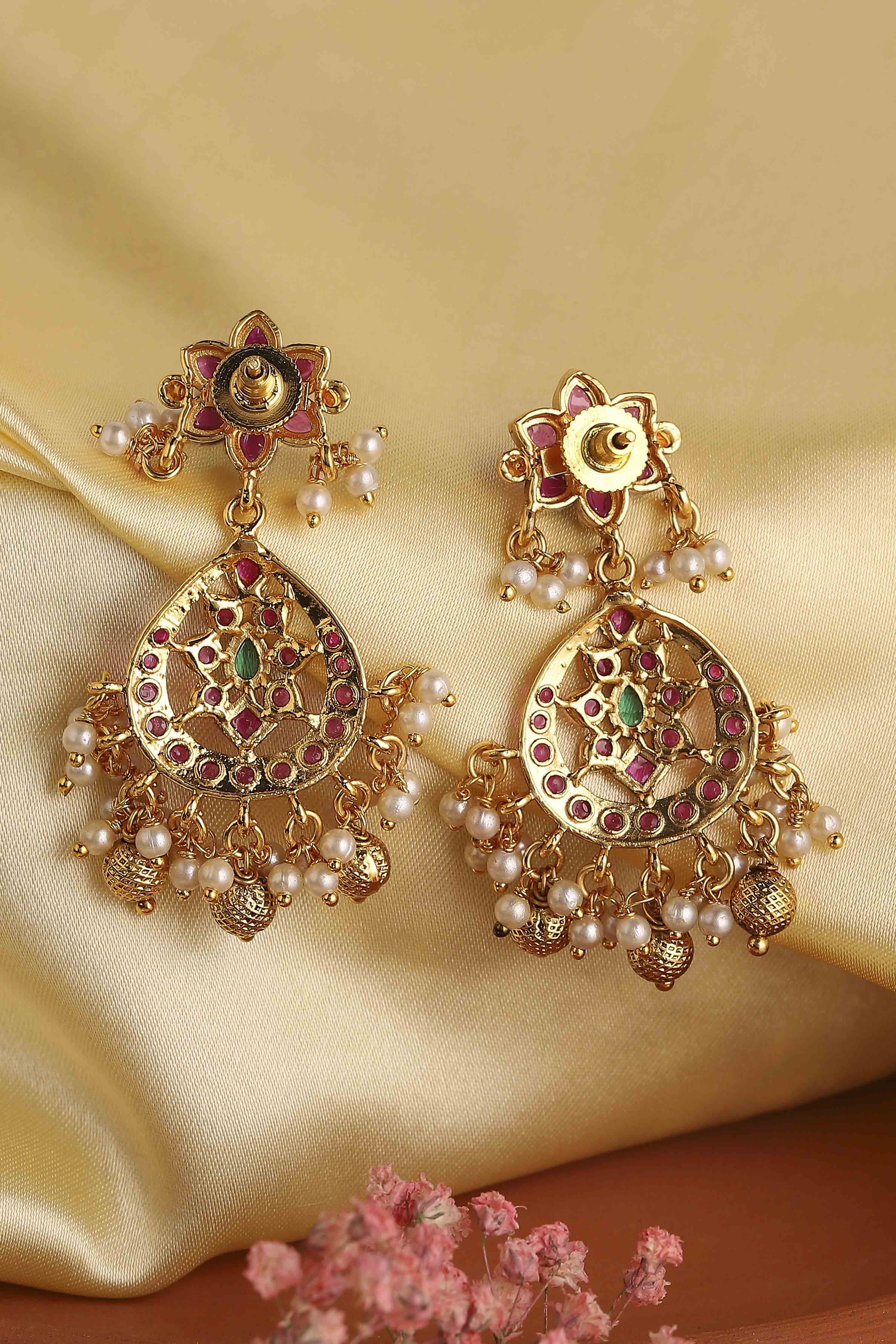 Pink Brass Chaandbalis image number 2