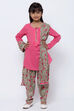 Pink And Turquoise Cotton Straight Kurta Salwar Suit Set image number 0