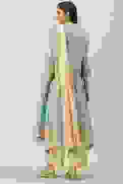 Pale Blue Printed Cotton Kalidar Suit Set image number 4