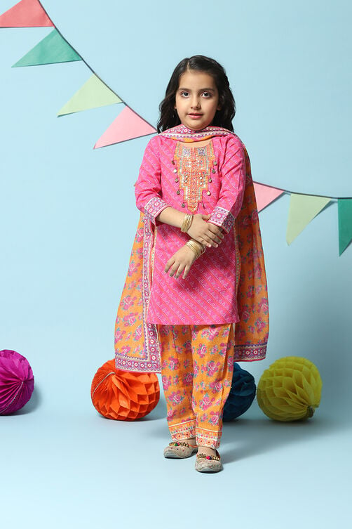Pink Cotton Straight Kurta Salwar Suit Set image number 7