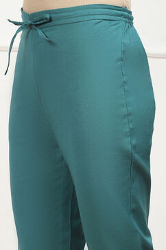 Green Cotton Solid Regular Pants image number 1