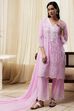 Pink Cotton Schiffli Straight Suit Set