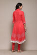 White Cotton Asymmetric Anarkali & Churidar Suit Set image number 5