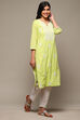 Yellow Cotton Straight Embroidered Kurta image number 3