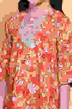 Coral Floral Asymmetric Suit Set image number 1