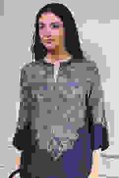 Indigo Printed Straight Kurta image number 1