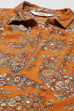 Mustard LIVA Straight Printed Top image number 2