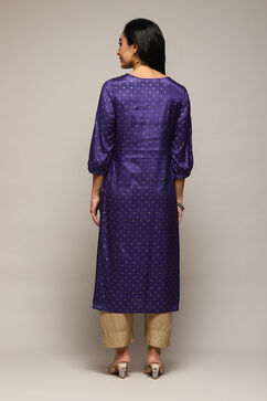 Purple Viscose Straight Printed Kurta image number 4