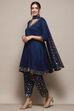 Blue LIVA Kalidar Kurta Salwar Pant Suit Set image number 4