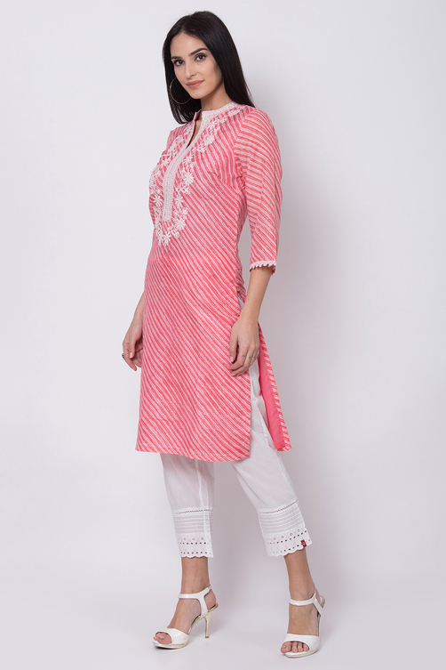 Peach Straight Kurta image number 2