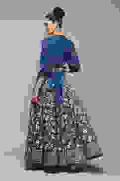 Blue Polyester Straight Kurta Skirt Suit Set image number 4