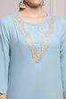 Blue Cotton Straight Solid Kurta image number 1