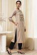 Beige Printed Straight Kurta image number 4