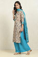 Orange Cotton Handloom Unstitched Suit Set image number 4