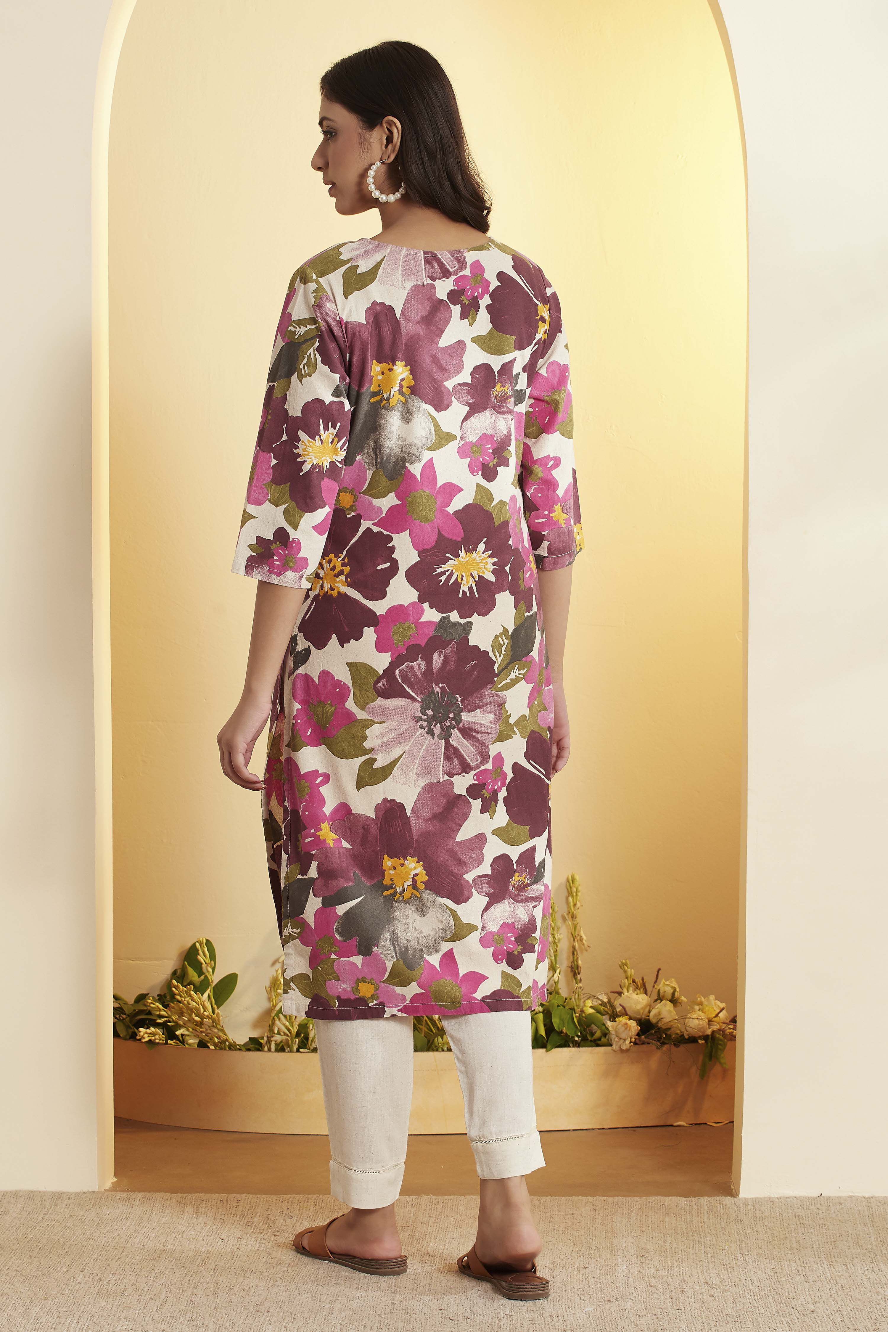Multi Cotton Straight Kurta image number 4