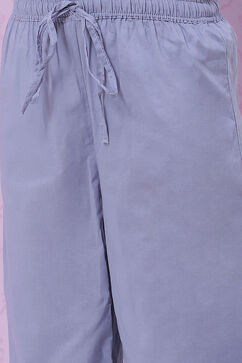 Slate Blue Cotton Anarkali Suit Set image number 6