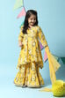Yellow Cotton Gathered Kurta Garara Suit Set image number 7