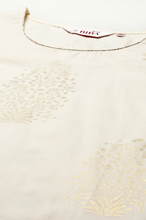 Navy Blue Cotton Straight Printed Kurta Capri Suit Set image number 1