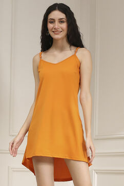 Mustard Yellow Printed Flared Dress image number 7