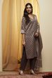 Grey Polyester Straight Suit Set image number 4
