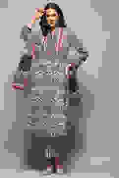 Beige and Black Pure Cotton Anarkali Suit Set image number 0