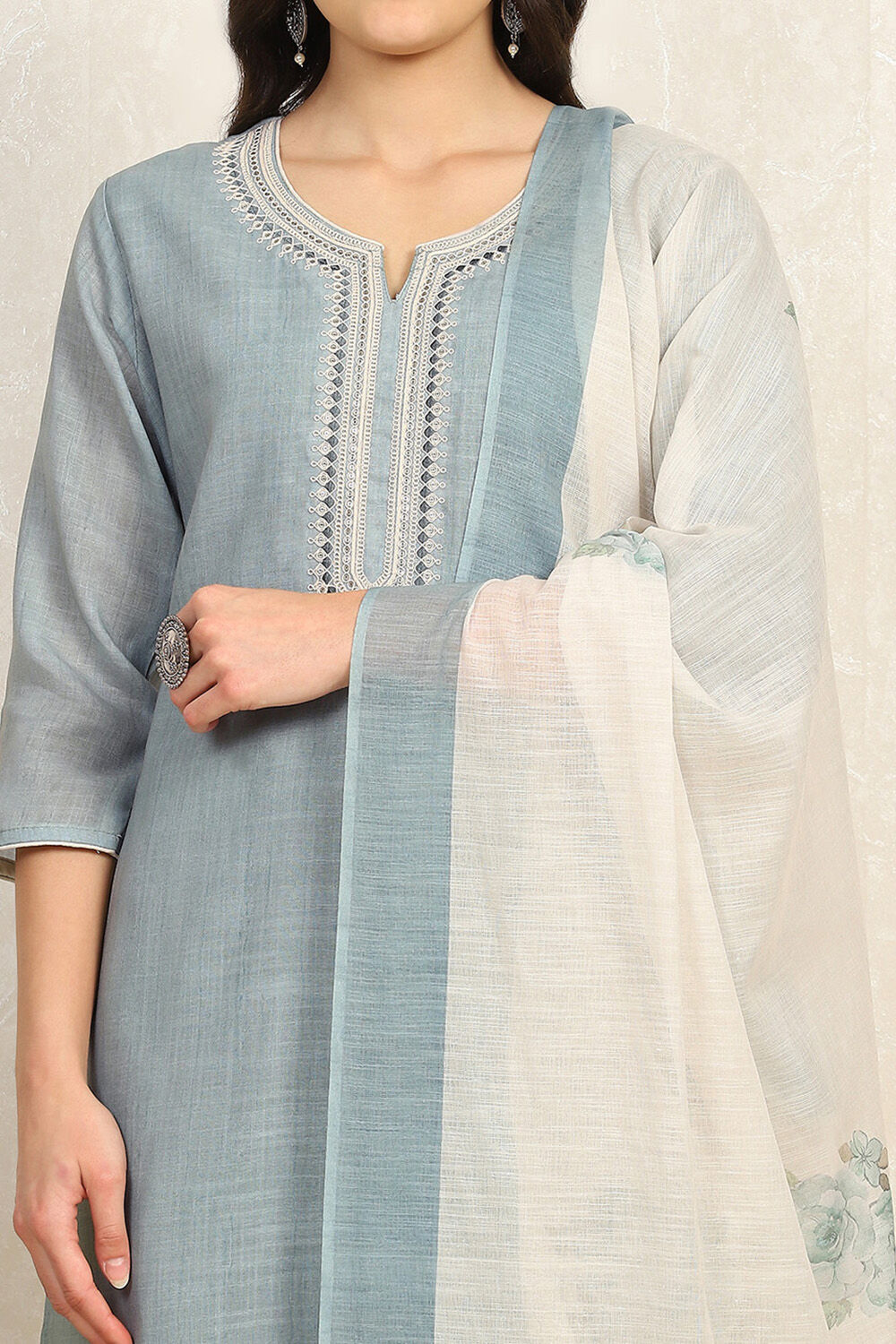 Peach Cotton Unstitched Suit Set image number 2