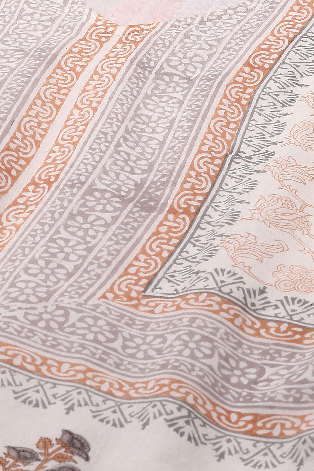 Beige Cotton Machine Embroidered Unstitched Suit Set image number 2